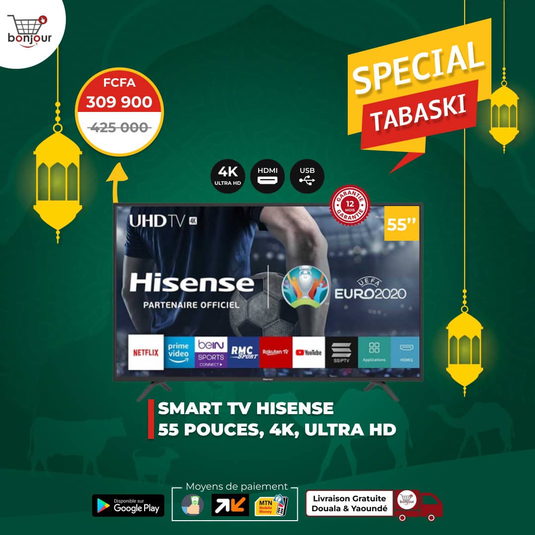 Smart TV Hisense 55 pouces, 4K, Ultra HD