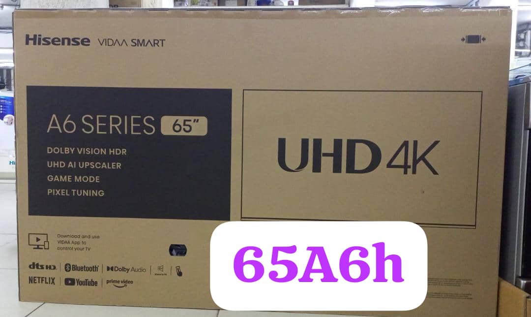 Hisense A6Series 65 Pouces Smart TV 4K 2xUSB / AV / 2 HDMI- État Neuf 1an Garantie