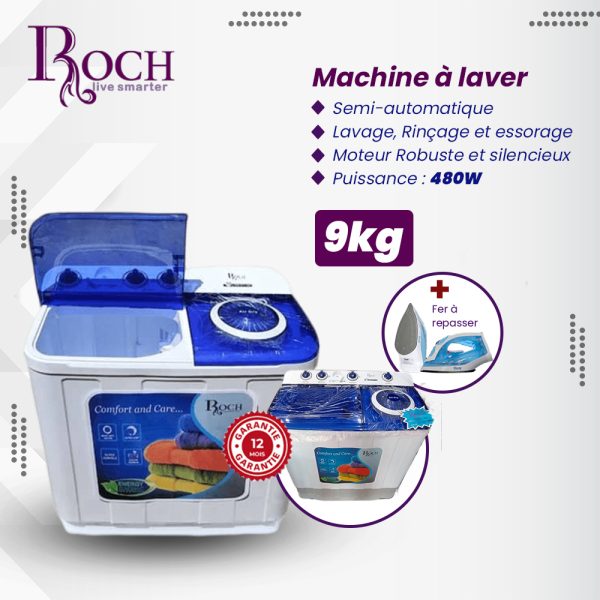 Lave linge semi-automatique 9kg ROCH
