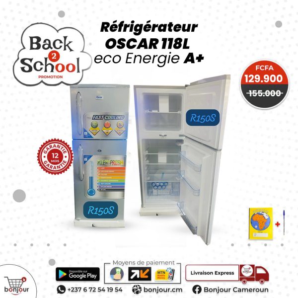 Réfrigérateur Oscar 118L eco Energie A+