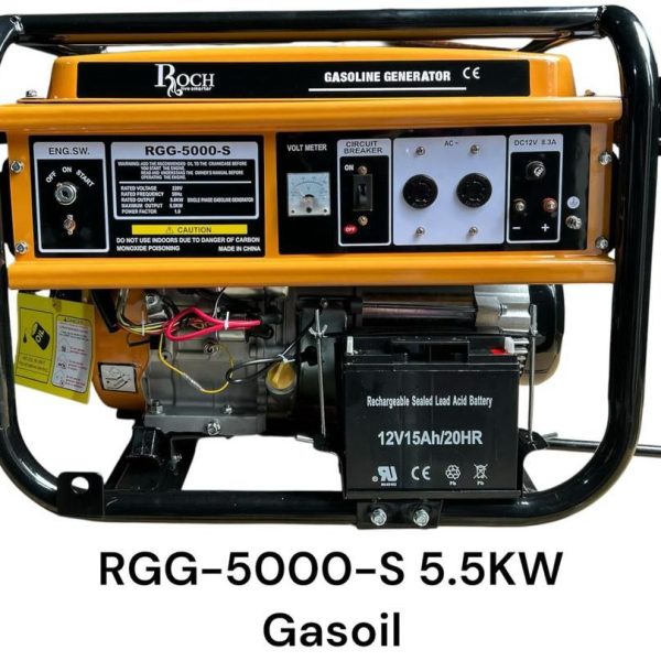 ROCH RGG‑5000S - Groupe Electrogène 5,5KVA - Diesel - Puissance 5.5KVA - Monophasé - Neuf 1 An Garantie