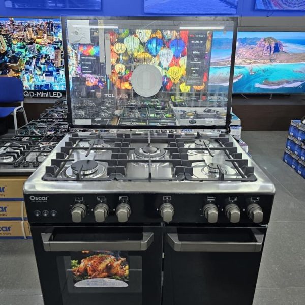 OSCAR Cuisinière à Gaz-5 Foyers- porte Bouteille à gaz-76CmX60Cm-Couleur Noir-Neuf 1an Garantie