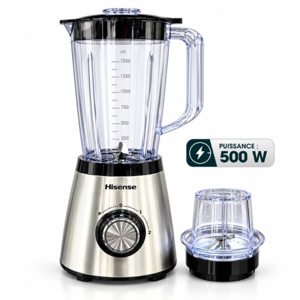 Mixeur Hisense ss2A 2Bols Inox Puissance 500W Neuf 6Mois Garantie